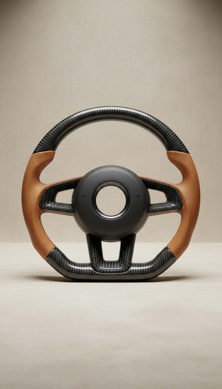 Carbon Fiber Steering Wheel with Hand-Stitched Leather