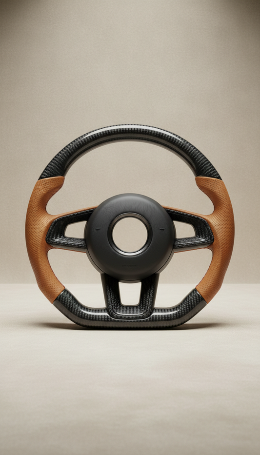Carbon Fiber Steering Wheel with Hand-Stitched Leather